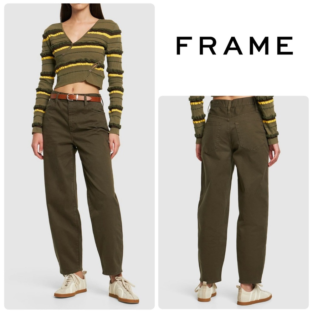 NWOT Frame Ultra High Rise Barrell Pants in Olive Green